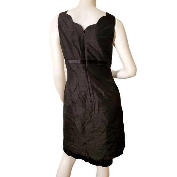 Adrianna Papell 8 Dress Scalloped Textured Knee-length Sheath Black Cocktail - Picture 7 of 11